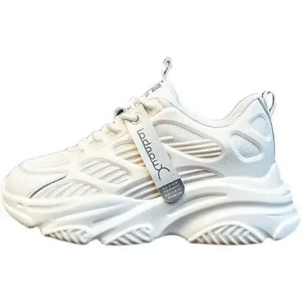 Womens Solid Color Sneakers | Lace-Up Breathable Low-Top Shoes in Grey, White