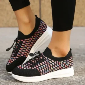 Halvecado Women Fashion Fly Knit Breathable Fashion Sneakers