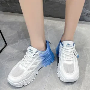 Halvecado Women Fashion Round Toe Breathable Mesh Gradient Sneakers