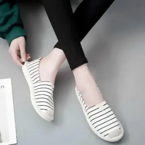 Halvecado Fashion Stripe Pattern Design Women Round-Toe Casual Espadrilles Shoes