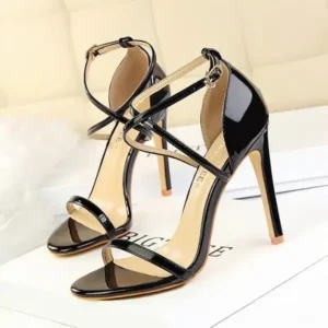 Halvecado Women Fashion Sexy Hollow Cross Stiletto Heel Sandals