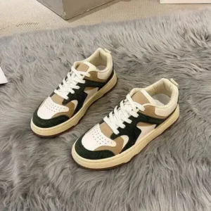 Halvecado Women Fashion Lace Up Design Color Blocking Sneakers