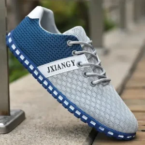 Halvecado Men Casual Color Matching Breathable Mesh Flat Shoes