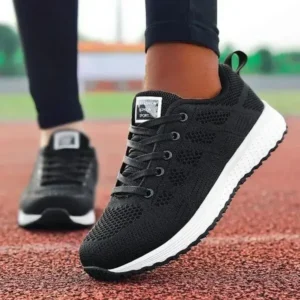 Halvecado Women Casual Lace-Up Design Mesh Breathable Sneakers