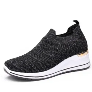 Halvecado Women Casual Mesh Knit Design Breathable Comfort Wedge Platform Sneakers