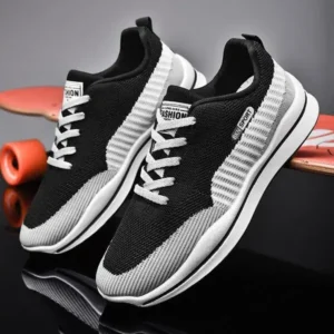 Halvecado Men'S Casual Color-Block Mesh Breathable Soft-Soled Sneakers