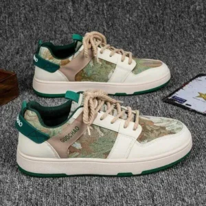 Halvecado Men'S Casual Retro Secret Forest Oil Painting Pattern Sneakers