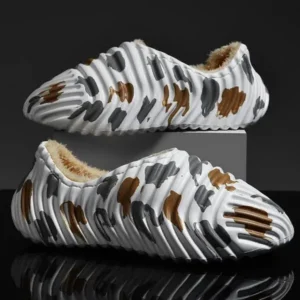 Halvecado Men'S Fashion Camouflage Coconut Shape Fleece Warm Plush Shoes