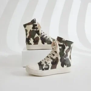 Halvecado Women Fashion Casual Plus Size Camouflage Thick-Soled High Top Shoes