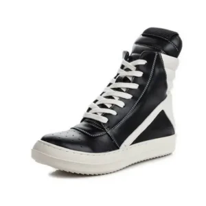 Halvecado Women Fashion Casual Black White Inverted Triangle High Top Shoes