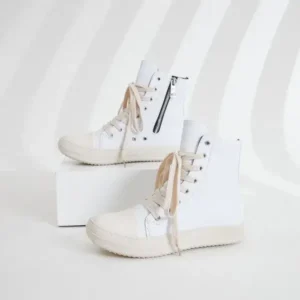 Halvecado Women Fashionable Hip Hop White High Top Sneakers