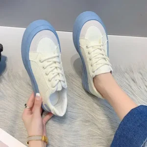 Halvecado Women Fashion Round Toe Lace-Up Sneakers