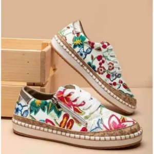 Halvecado Women Fashion Color Matching Ethnic Style Printed Sneakers