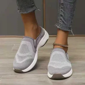 Halvecado Women Fashion Fly Knit Casual Colorblock Flat Sneakers