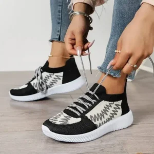 Halvecado Women Fashion Color Block Mesh Platform Sneakers